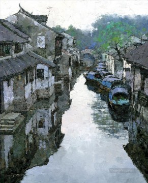 中国の風景 Painting - 周荘村の早春の中国の風景